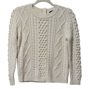 J. Crew button back cable knit crew neck sweater size XS